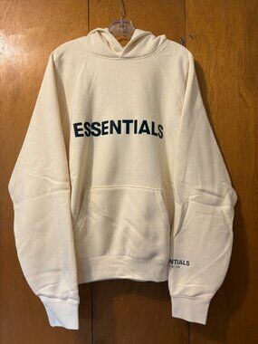 NWOT Fear of God ESSENTIALS Off White Cream Sweatshirt Hoodie, Size: Medium